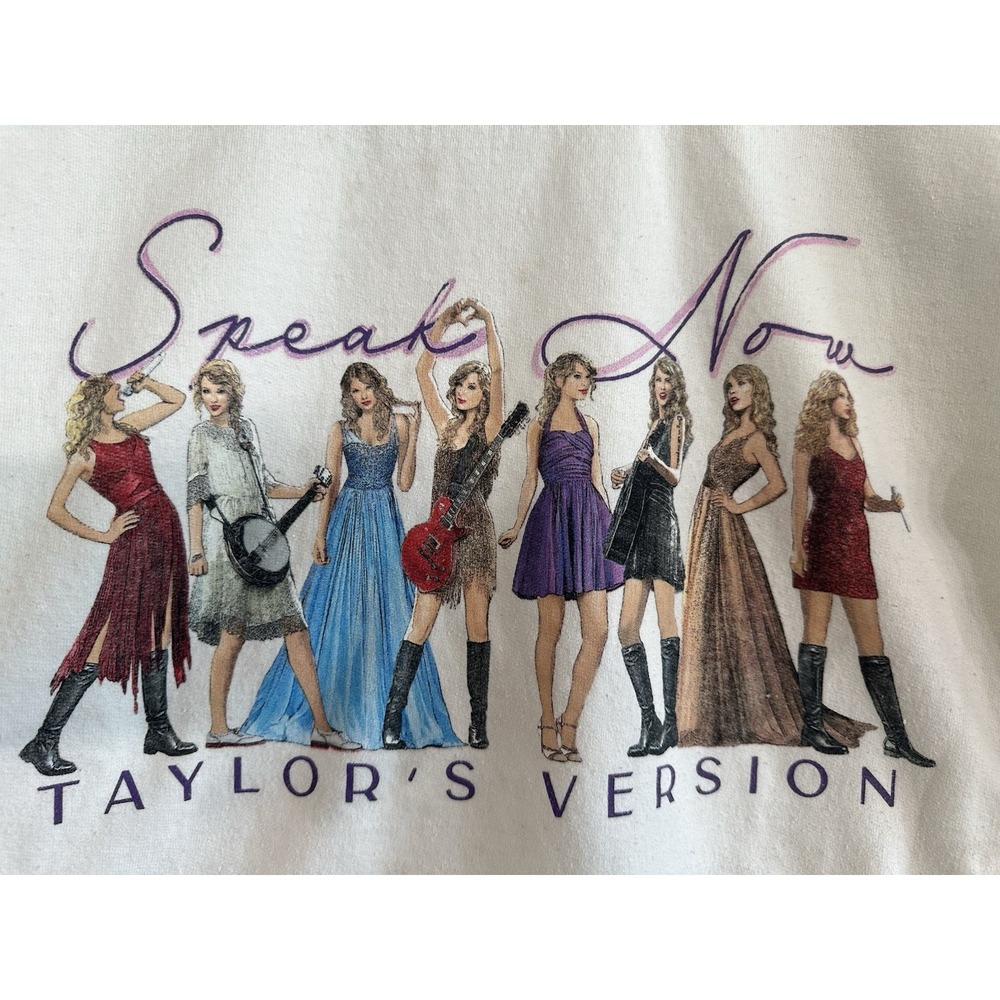 Taylor Swift Speak Now Eras Crew Neck Graphic Sweatshirt White Size small